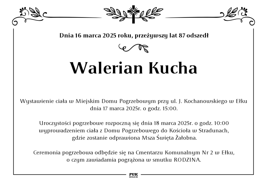 Walerian Kucha - nekrolog